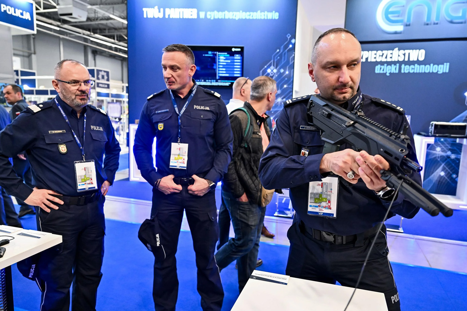 Jakub Gorczyński and other law enforcement representatives at POLSECURE 2026.